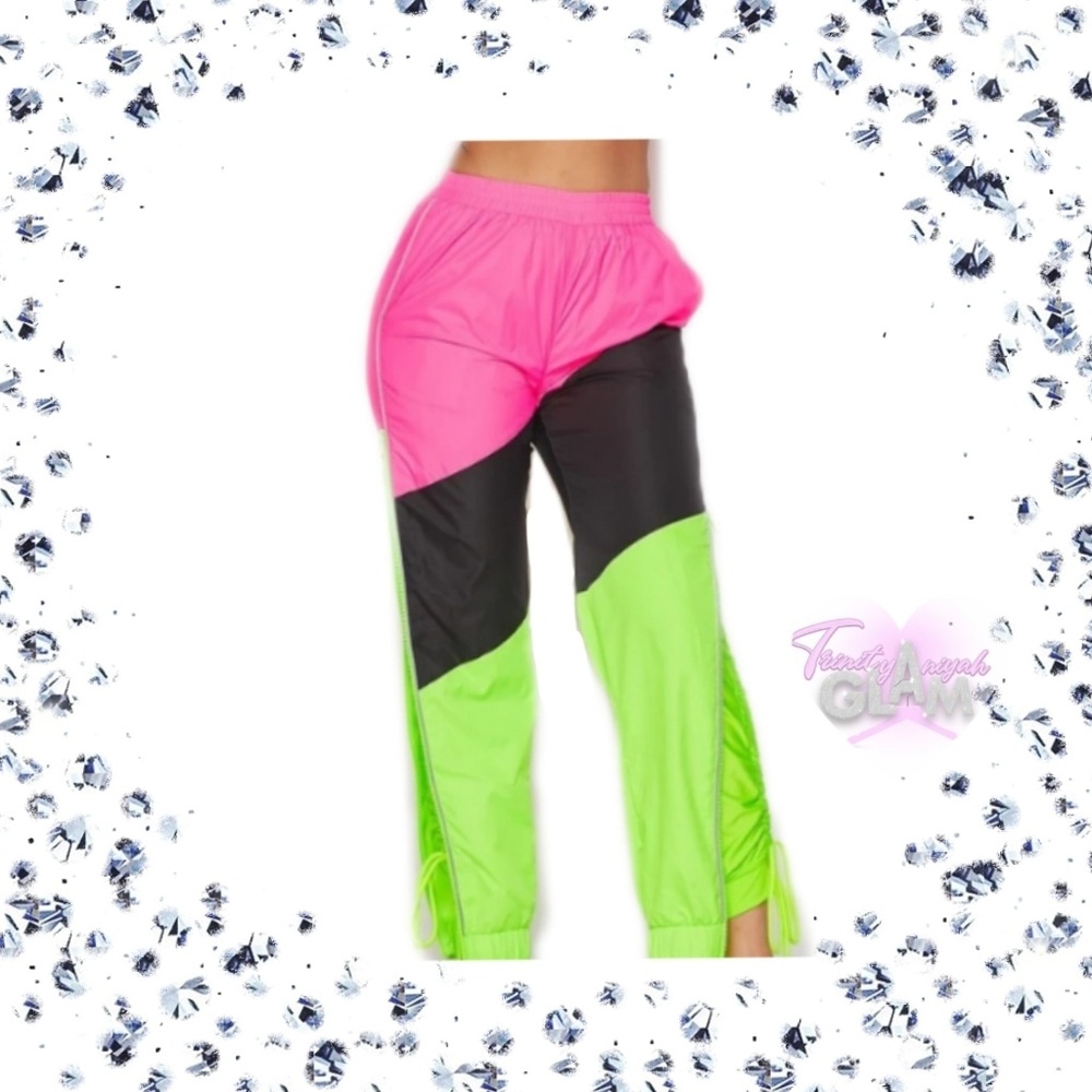 Neon colorblock joggers